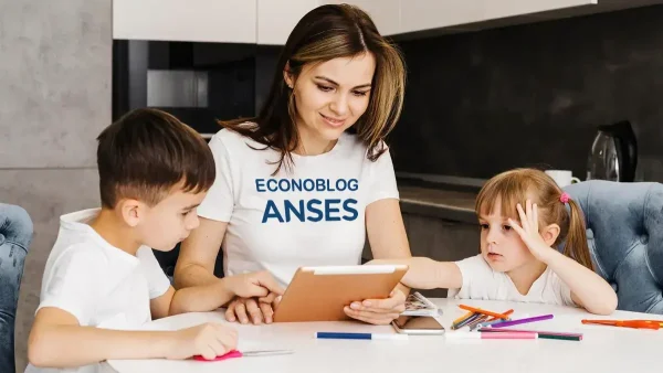 Madre con remera de Anses